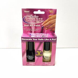 Salon Express Nail Art Paint Set Black & White 2 Pack .5 Oz Each As Seen On TV